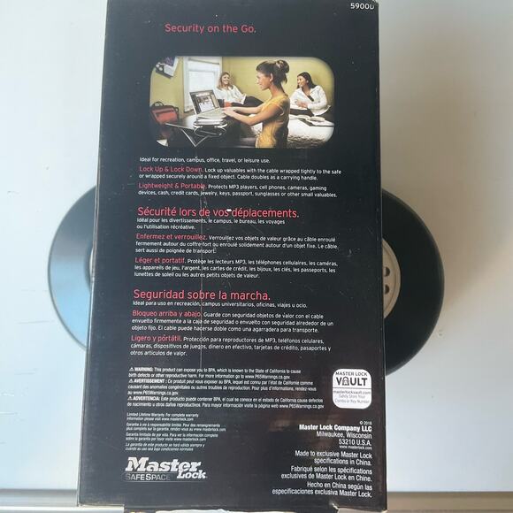 Master Lock Portable Small Lock Box, Personal Travel Safe, 5900D, Black & Silver - Picture 6 of 7